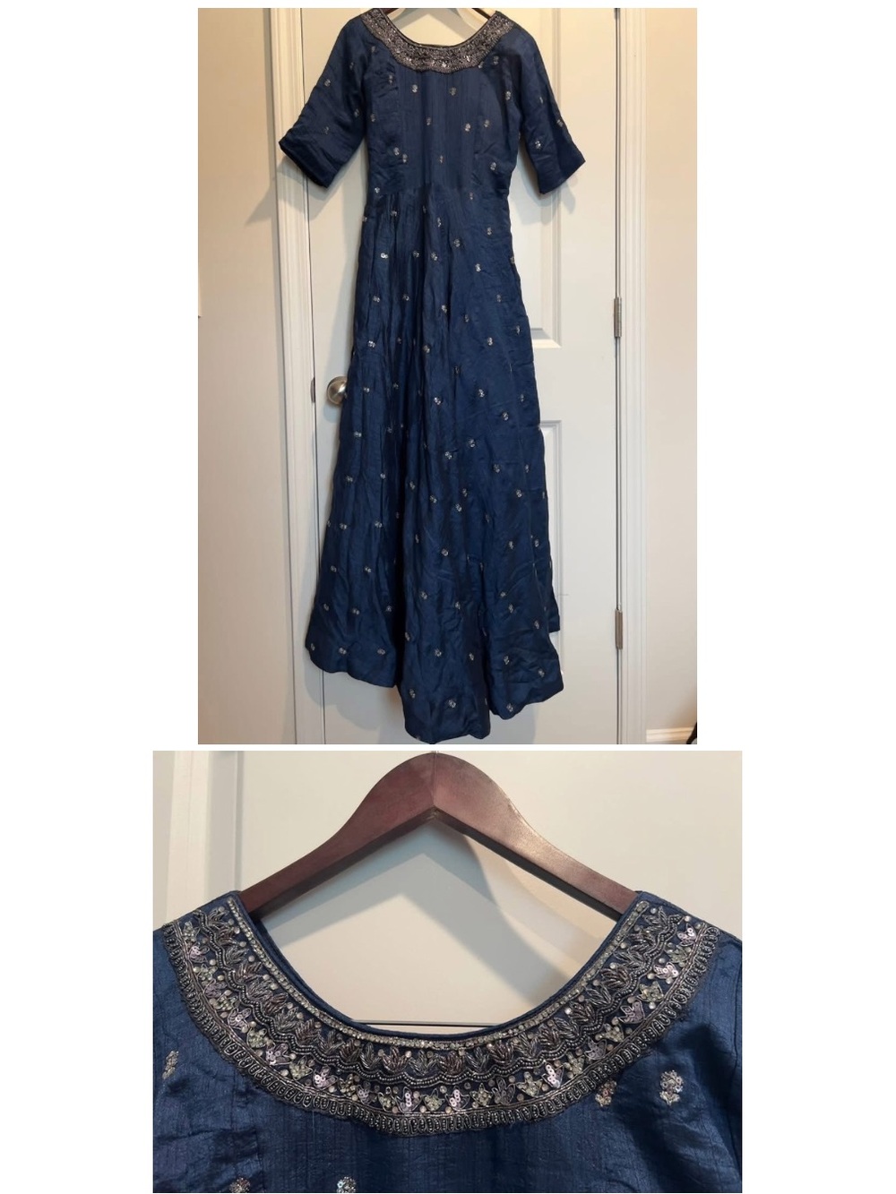 NWOT Embroidered Navy Blue Anarkali Dress